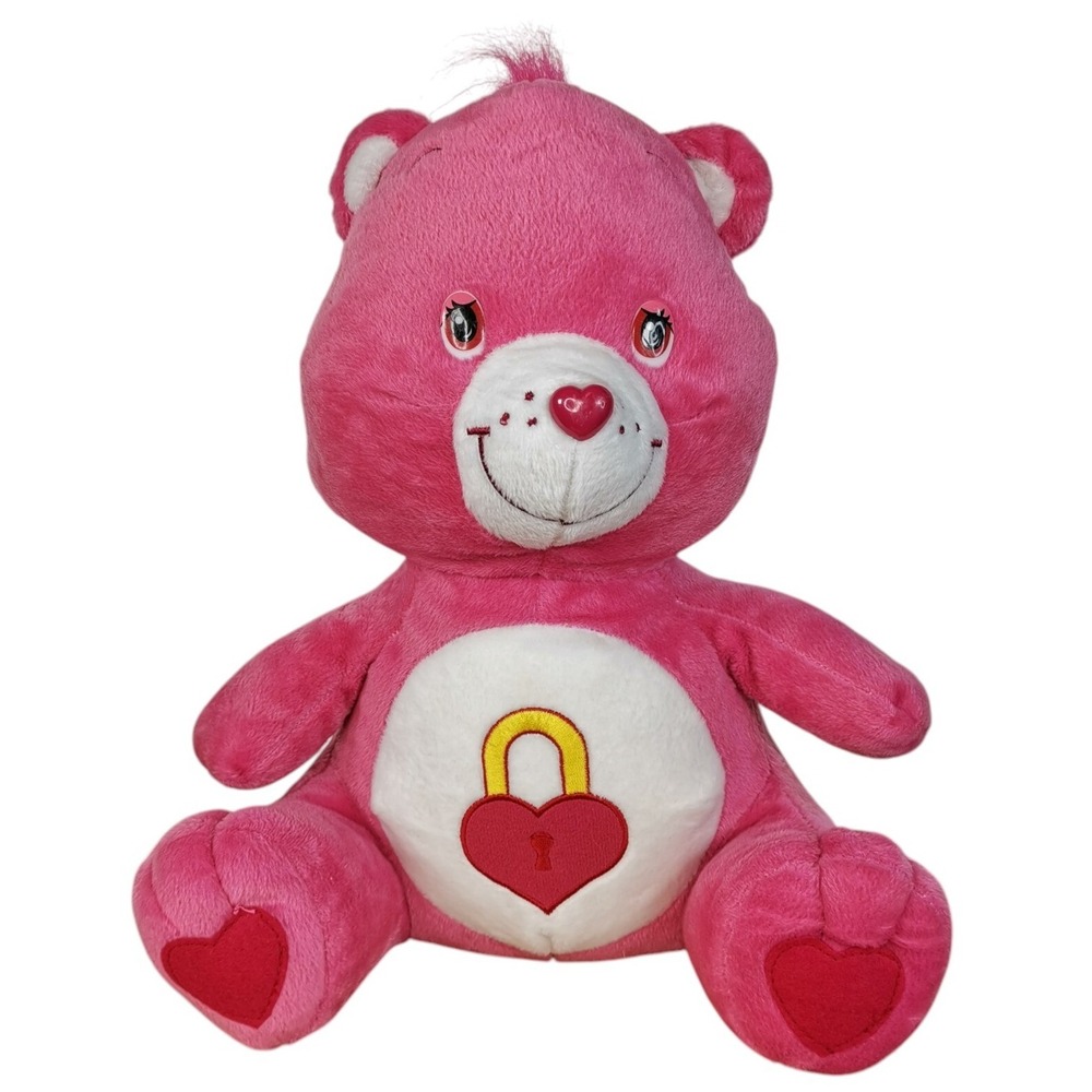 Vintage 2004 Care Bear Jumbo Secret Bear 15" Hot Pink Locket Heart Plush